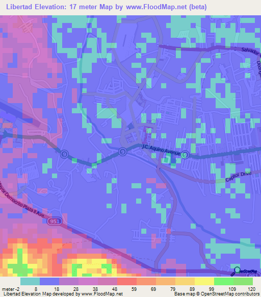 Libertad,Philippines Elevation Map