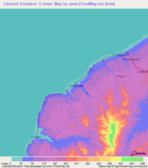 Libertad,Philippines Elevation Map