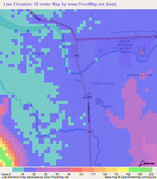 Lian,Philippines Elevation Map