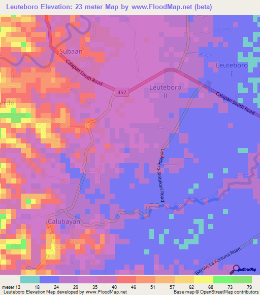Leuteboro,Philippines Elevation Map