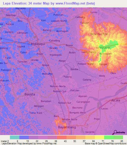 Lepa,Philippines Elevation Map