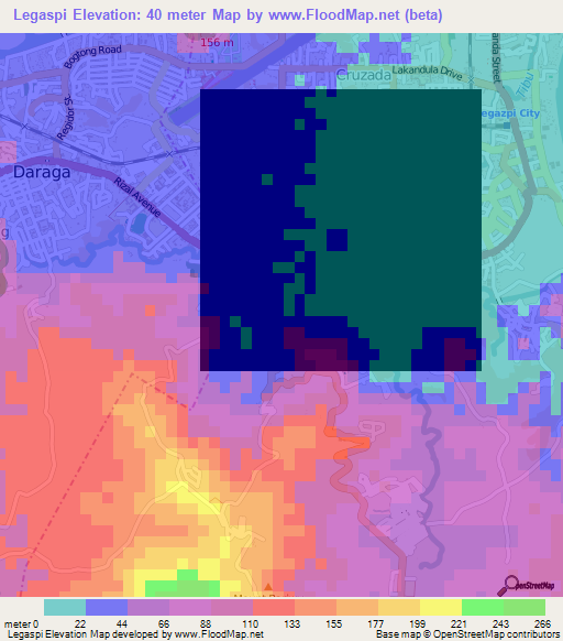 Legaspi,Philippines Elevation Map