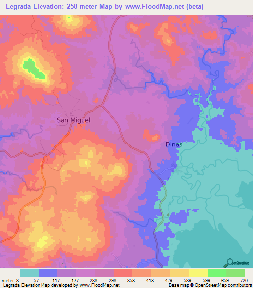 Legrada,Philippines Elevation Map