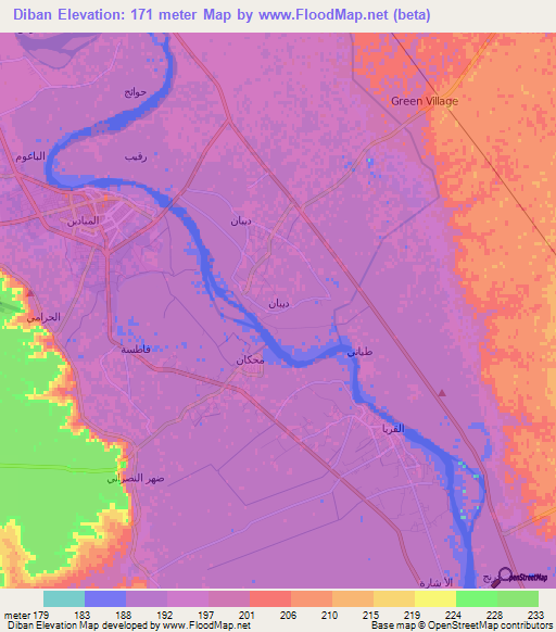 Diban,Syria Elevation Map