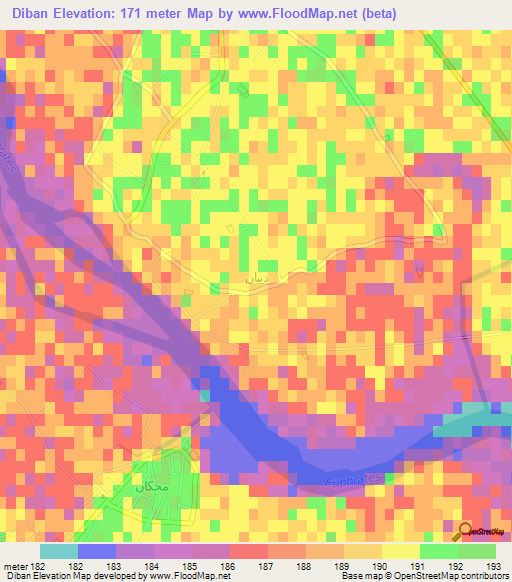 Diban,Syria Elevation Map
