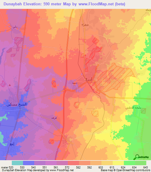 Dunaybah,Syria Elevation Map