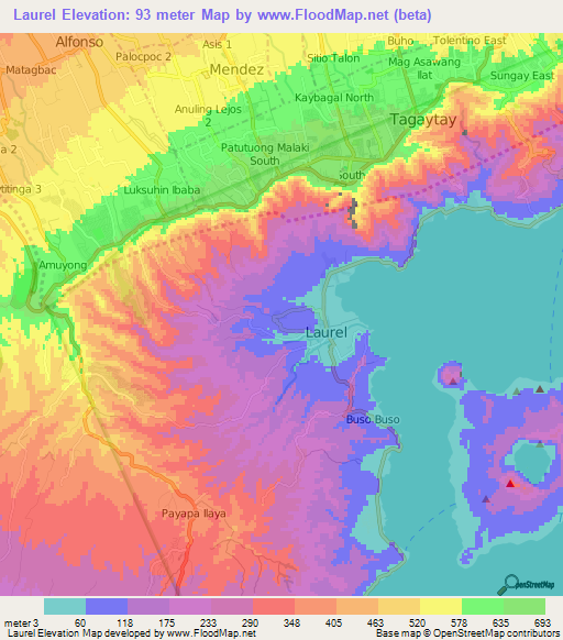 Laurel,Philippines Elevation Map