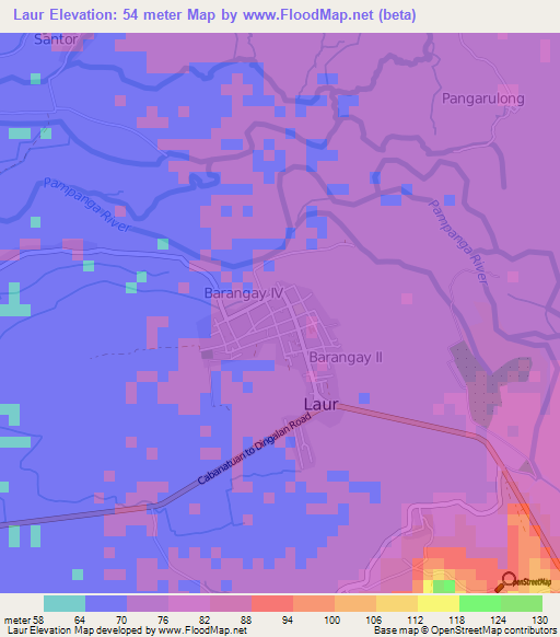 Laur,Philippines Elevation Map