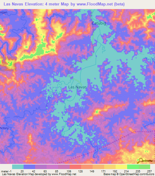 Las Navas,Philippines Elevation Map