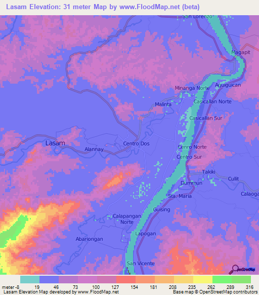 Lasam,Philippines Elevation Map