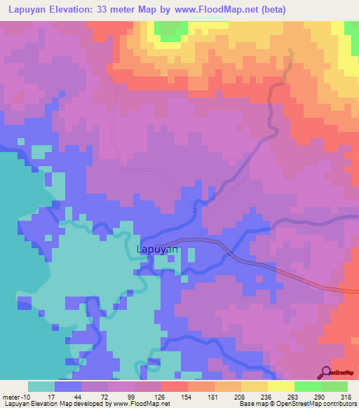 Lapuyan,Philippines Elevation Map