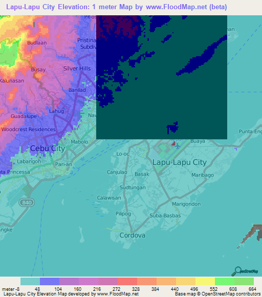 Lapu-Lapu City,Philippines Elevation Map