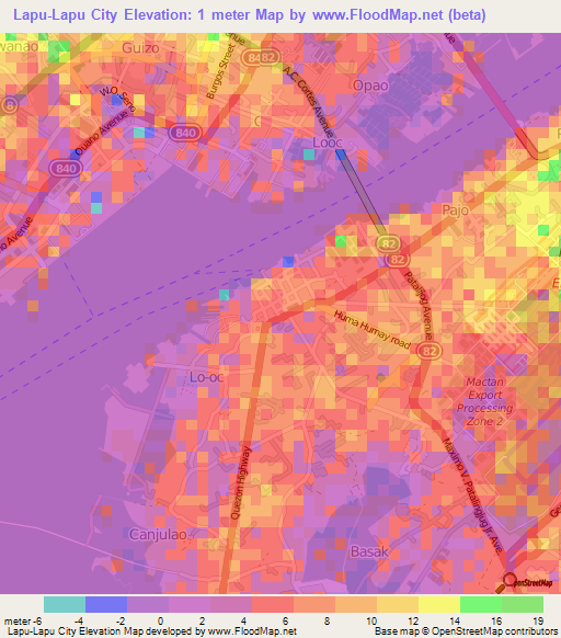 Lapu-Lapu City,Philippines Elevation Map