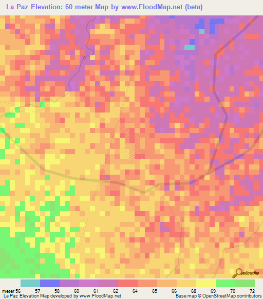 La Paz,Philippines Elevation Map
