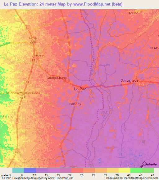 La Paz,Philippines Elevation Map