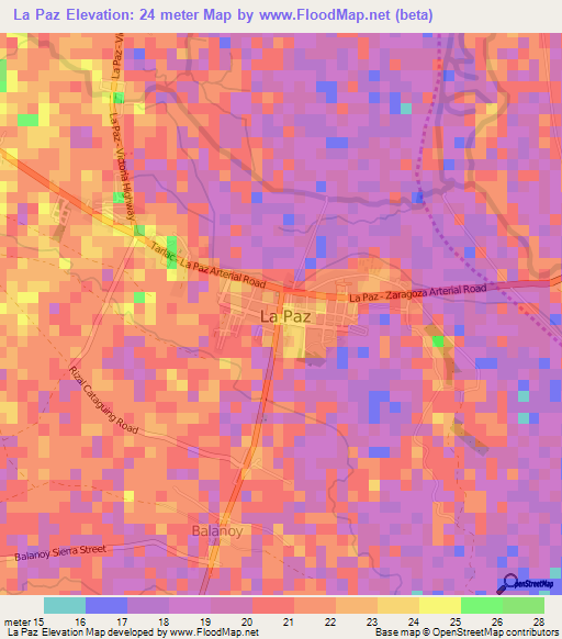 La Paz,Philippines Elevation Map