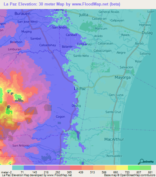 La Paz,Philippines Elevation Map