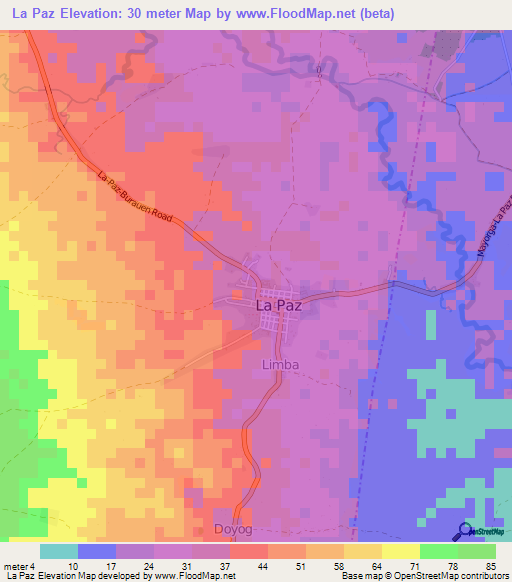 La Paz,Philippines Elevation Map