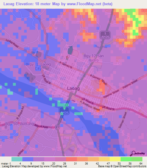 Laoag,Philippines Elevation Map