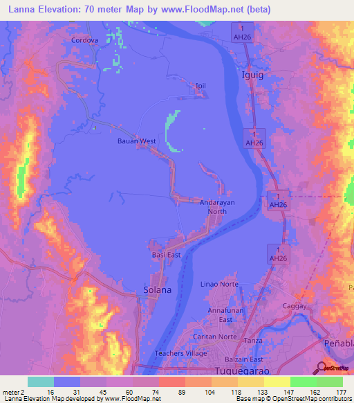 Lanna,Philippines Elevation Map