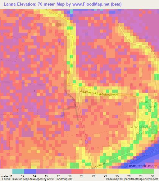 Lanna,Philippines Elevation Map