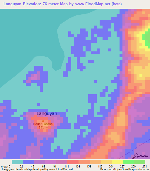 Languyan,Philippines Elevation Map