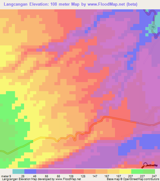 Langcangan,Philippines Elevation Map