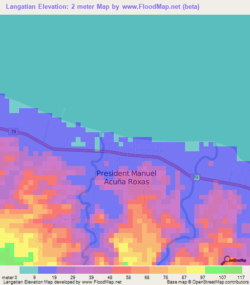 Langatian,Philippines Elevation Map