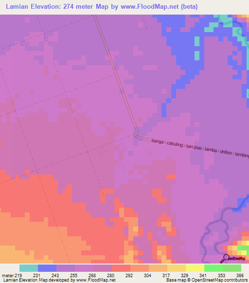 Lamian,Philippines Elevation Map