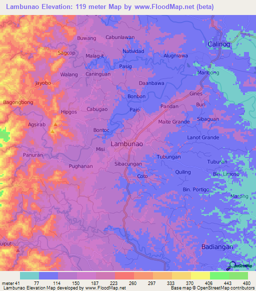 Lambunao,Philippines Elevation Map