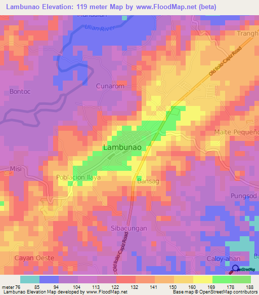 Lambunao,Philippines Elevation Map