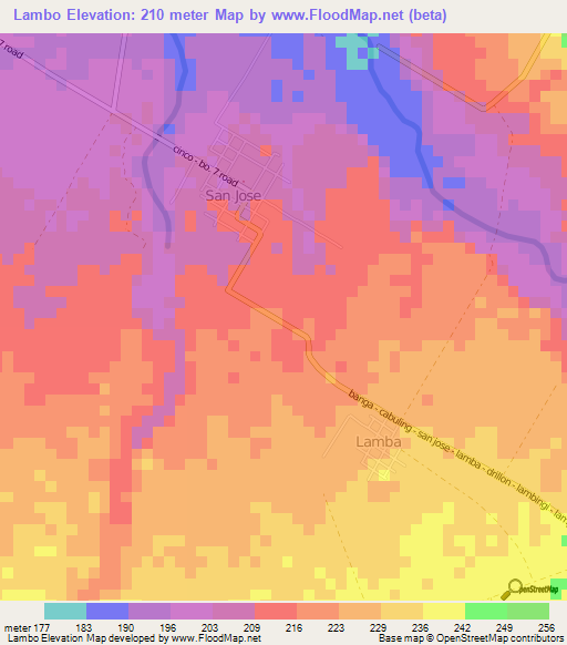 Lambo,Philippines Elevation Map