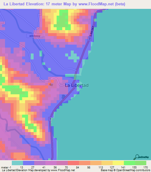 La Libertad,Philippines Elevation Map