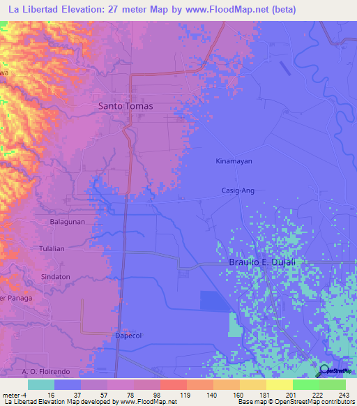 La Libertad,Philippines Elevation Map
