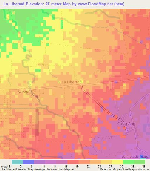 La Libertad,Philippines Elevation Map
