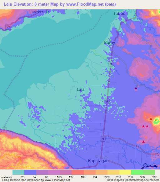 Lala,Philippines Elevation Map