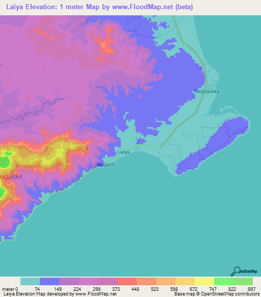 Laiya,Philippines Elevation Map