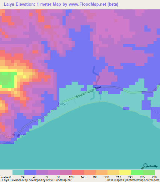 Laiya,Philippines Elevation Map