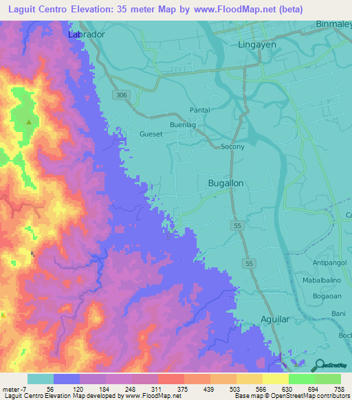 Laguit Centro,Philippines Elevation Map