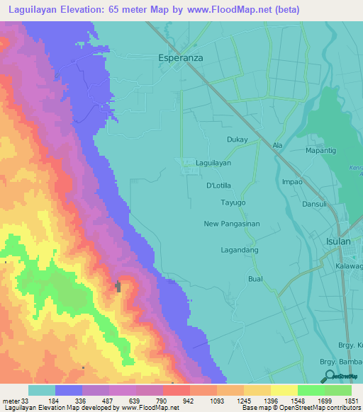 Laguilayan,Philippines Elevation Map