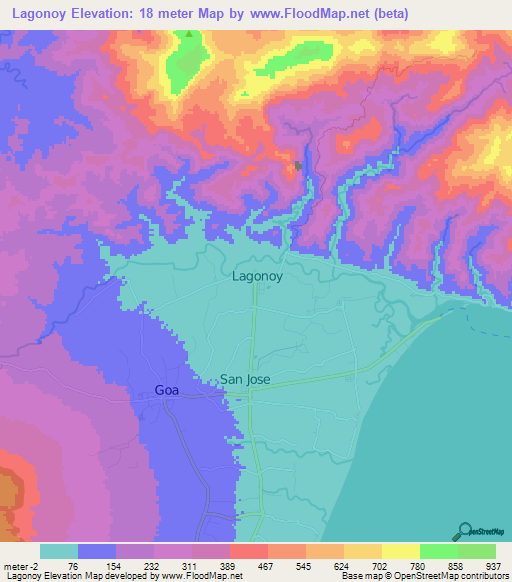 Lagonoy,Philippines Elevation Map