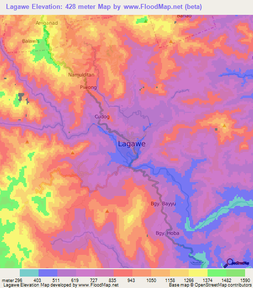 Lagawe,Philippines Elevation Map
