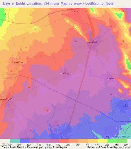 Dayr al Bukht,Syria Elevation Map