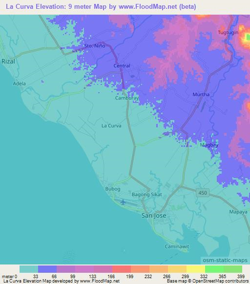 La Curva,Philippines Elevation Map