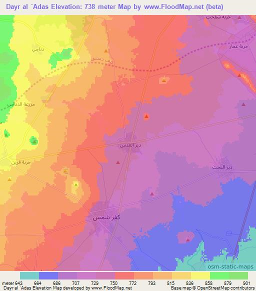 Dayr al `Adas,Syria Elevation Map