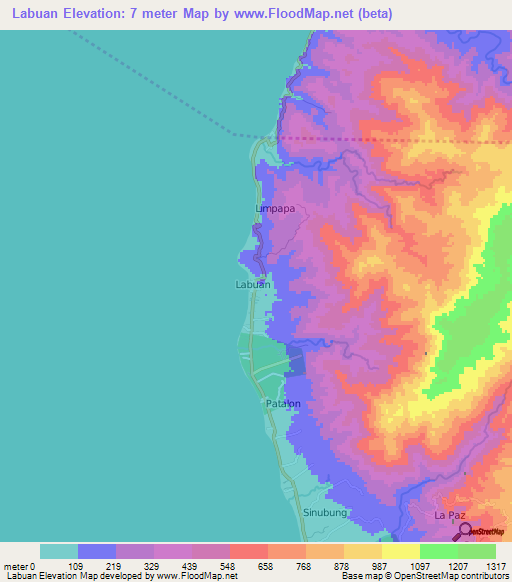 Labuan,Philippines Elevation Map