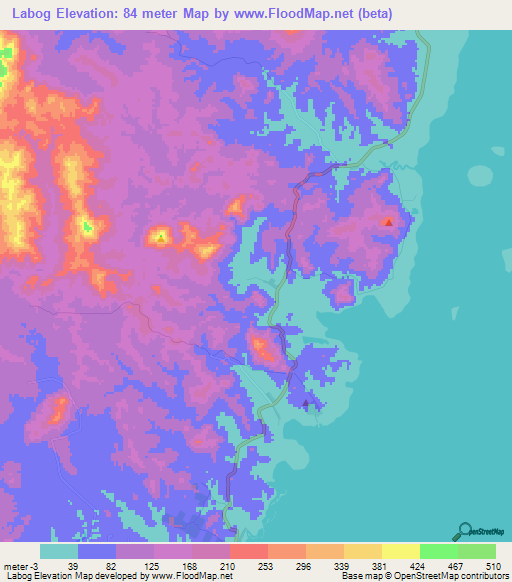 Labog,Philippines Elevation Map