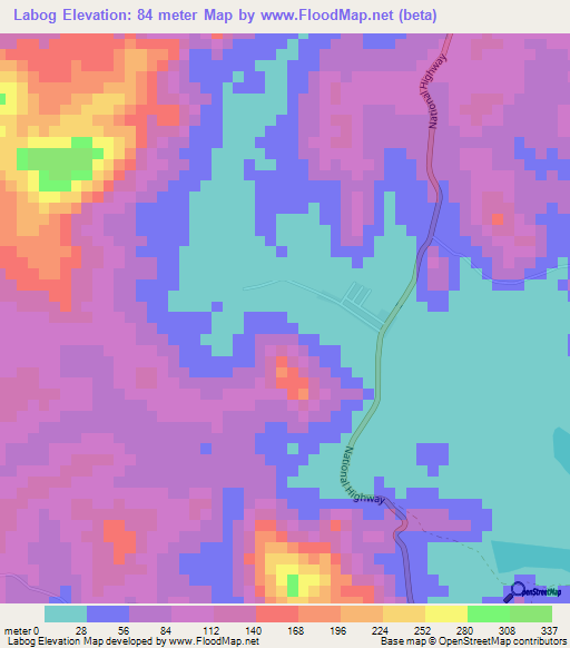 Labog,Philippines Elevation Map