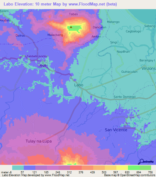 Labo,Philippines Elevation Map