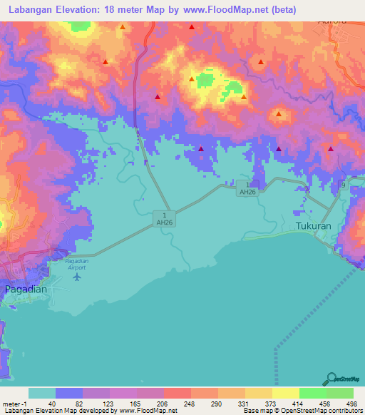 Labangan,Philippines Elevation Map